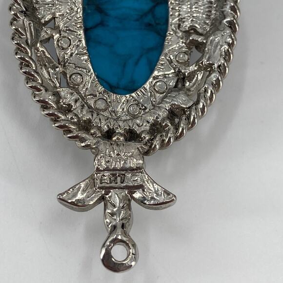 Vintage art faux turquoise and coral pendant - Picture 3 of 5